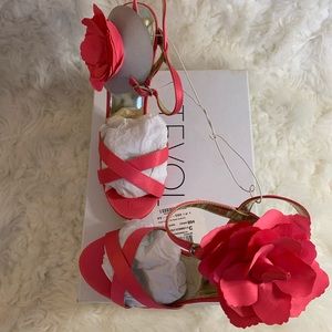 Tevolio Pink Satin Sandals